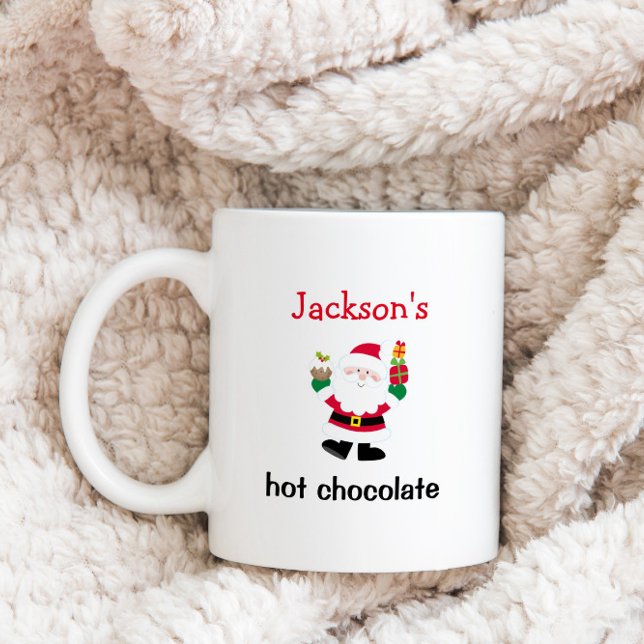 Kids Personalized Santa Christmas Hot Cocoa Two-Tone Coffee Mug (Creator Uploaded)