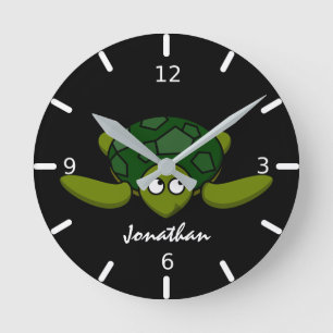 Kids Personalized Sea Turtle  Round Clock