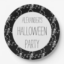 Kids Personalized Skeleton Pattern Halloween Party Paper Plates
