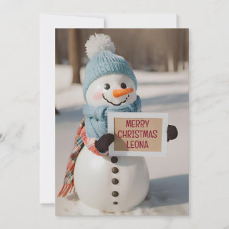 Kids Personalized Snowman Greeting Novelty Holiday Card