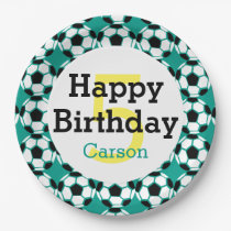 Kids Personalized Soccer Ball Happy Birthday Sport Paper Plate