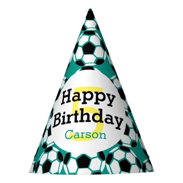Kids Personalized Soccer Ball Happy Birthday Sport Party Hat (Front)
