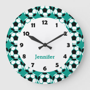 Kids Personalized Soccer Ball Pattern Sports Large Clock