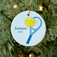 Kids Personalized Tennis Keepsake Ceramic Ornament