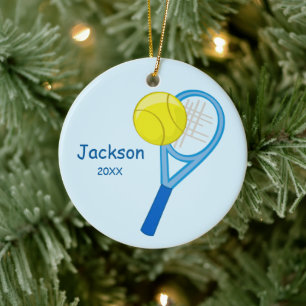 Kids Personalized Tennis Keepsake Ceramic Ornament