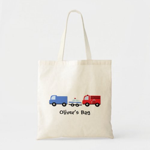 Kids Personalized Transport Vehicles Tote Bag
