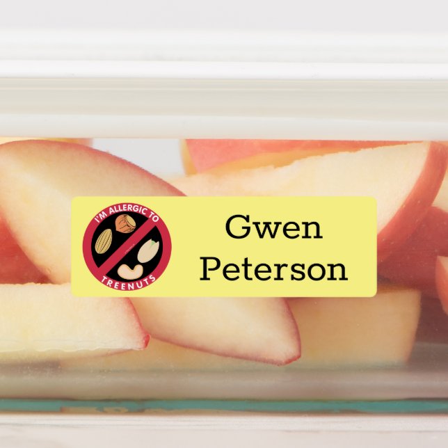 Kids Personalized Tree Nut Allergy Allergic Kids' Labels (Affixed)