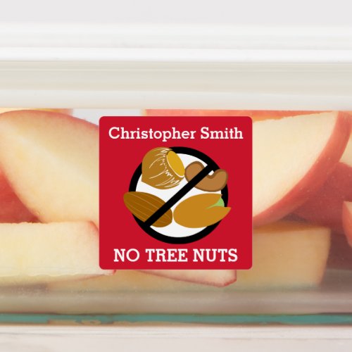 Kids Personalized Tree Nut Allergy Symbol No Nuts Labels