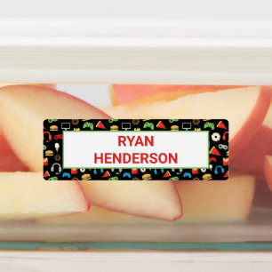 Kids Personalized Video Game Pattern Gamer Kids' Labels