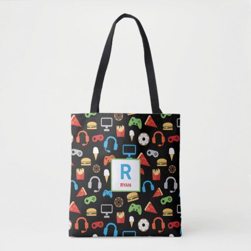 Kids Personalized Video Game Pattern Gamer Tote Bag