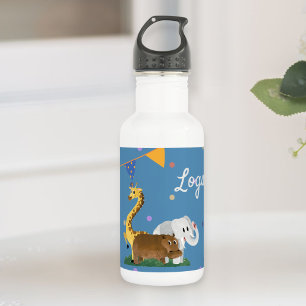 Kids Personalized Watercolor Name Safari Bottle