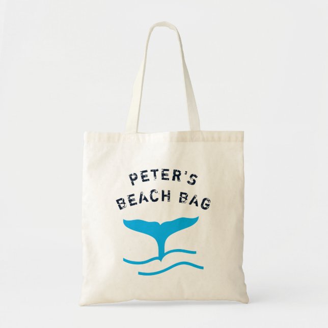 Kids' Personalized Whale's Tail Beach Tote Bag (Front)