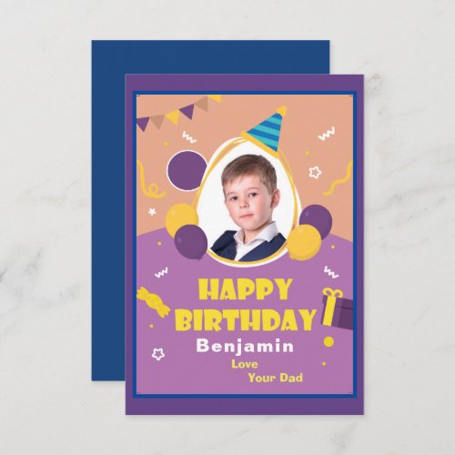 Kids Photo Balloons Greeting  Birthday Note Card