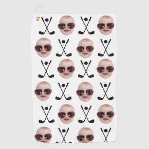 Kids Photo For Dad Baby Face Best Dad By Par Golf Towel