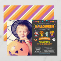 Kids Photo Halloween Birthday Costume Party Invite