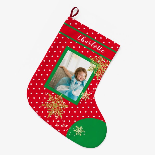 Kids Photo Large Christmas Stocking (Front (Hanging))