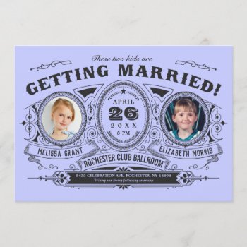 Kids Photo Lesbian Wedding Invitations | Purple by Anything_Goes at Zazzle