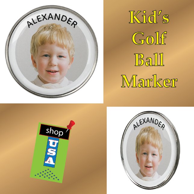Kids Photo Monogram ⛳ Custom  Golf Ball Marker (Creator Uploaded)