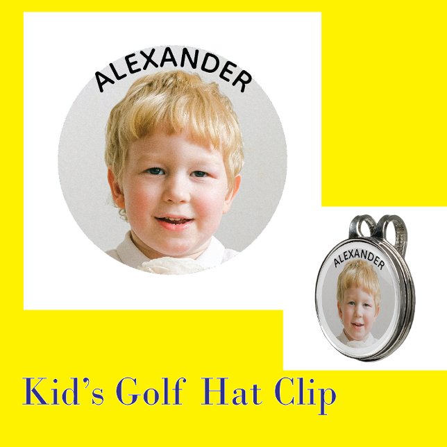 Kids Photo Monogram ⛳ Personalized Fun Golf Hat Clip (Creator Uploaded)