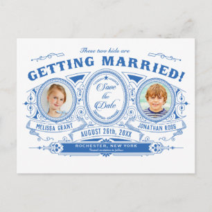 Kids Photo Save the Date Wedding Postcards Vintage
