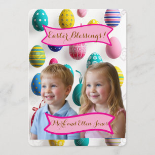 Kids Photos Easter Painted Eggs Holiday Card