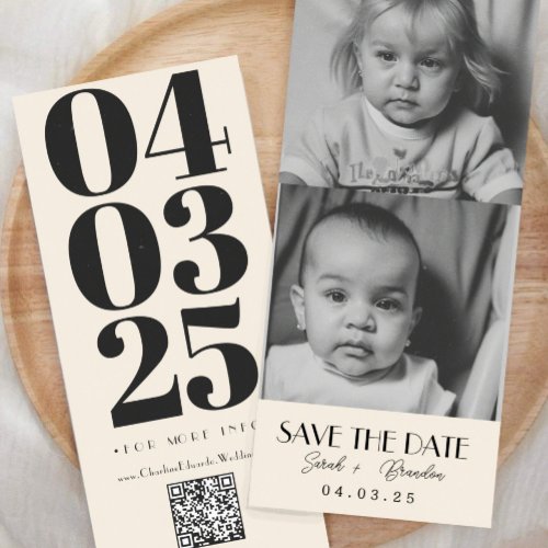 Kids Photos Typography Qrcode Save the Date Invitation