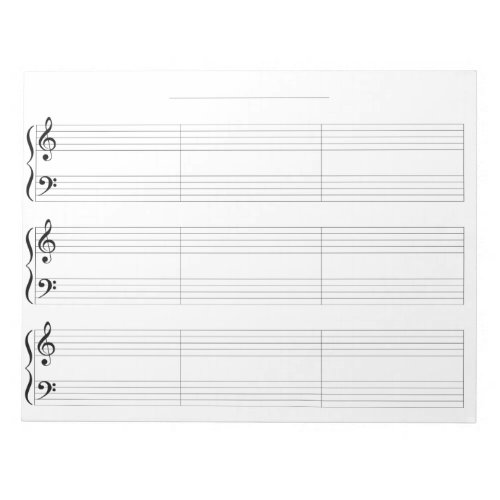 Kids Piano Grand Staff Wide Rule 9 Measures Music Notepad