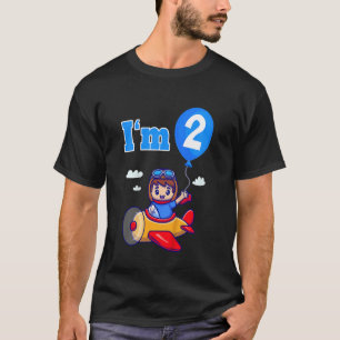 Kids Pilot Airplane Plane I'm 2 Two Second 2nd Bir T-Shirt
