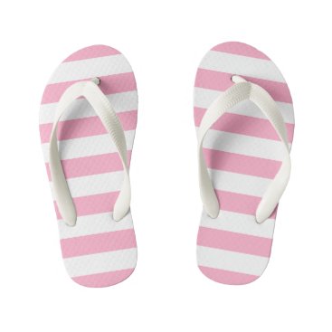 Kids Pink and White Striped Flip Flops