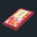 Kids Pink and yellow pony /horse add your name Tri-fold Wallet<br><div class="desc">Equestrian wallet for kids customise with your name. This example reads Diana. Cute small wallet or purse for young horse riders and kids that love ponies. Perfect for parents of young horse riders and equestrian learning centres and gifts for kids riding school camps. Uniquely painted and designed by Sarah Trett....</div>