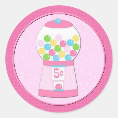 Kids Pink Bubblegum Machine Stickers
