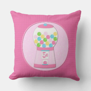 Kids' Pink Bubblegum Machine Throw Pillow