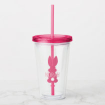 Kids Pink Bunny Silhouette Personalized Cute Acrylic Tumbler