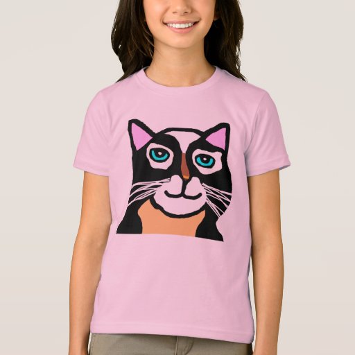 Kids Pink Cat Cartoon T-shirt | Zazzle