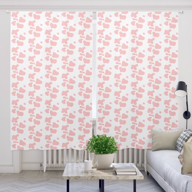 Kids Pink Cow Print Pattern Blackout Curtains (Living Room)