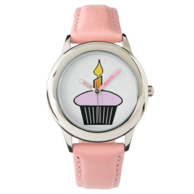 Kids Pink Cupcake Girls Birthday Watch (Front)