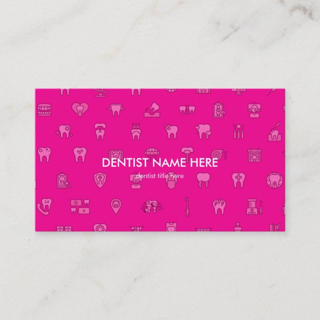 Kids Pink Dentist dental clinic icons Business Card
