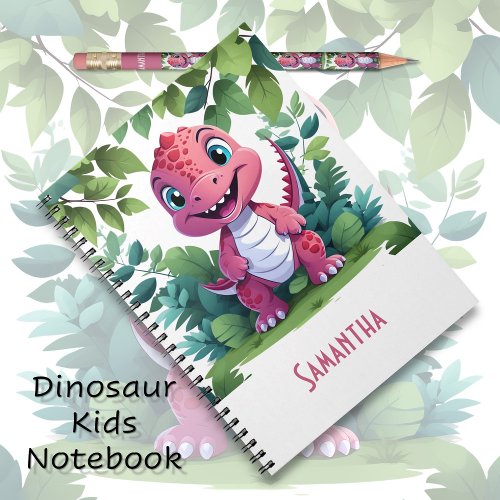Kids Pink Dinosaur Adventure Notebook