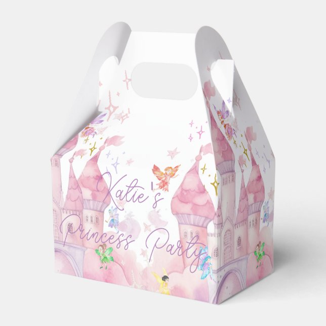 Kids Pink Fairy Princess Party Gift Favor Boxes (Front Side)