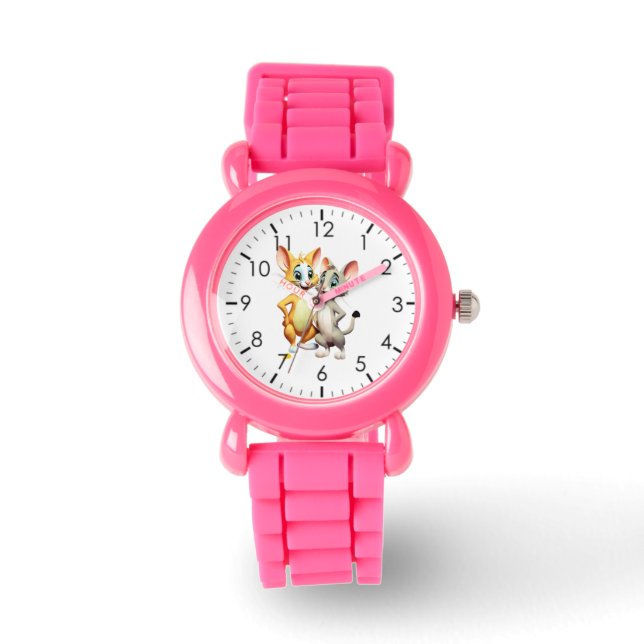 Kid's pink glitter strap watch (Front)