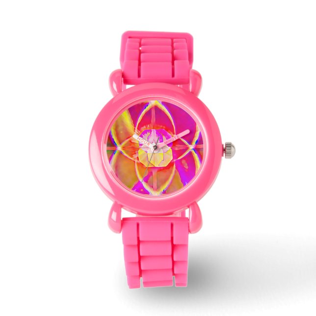 Kid's Pink Glitter Strap Watch Butterfly (Front)
