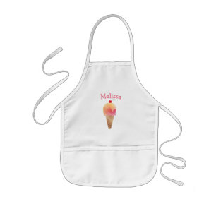 Kids Pink Ice Cream Personalized Monogram Kids' Apron