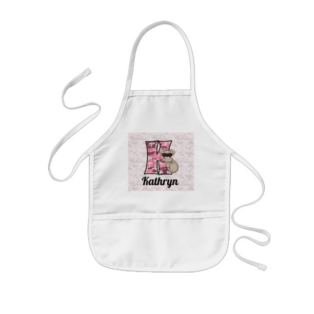 Kid's Pink Koala Monogrammed Letter K Kids' Apron (Front)