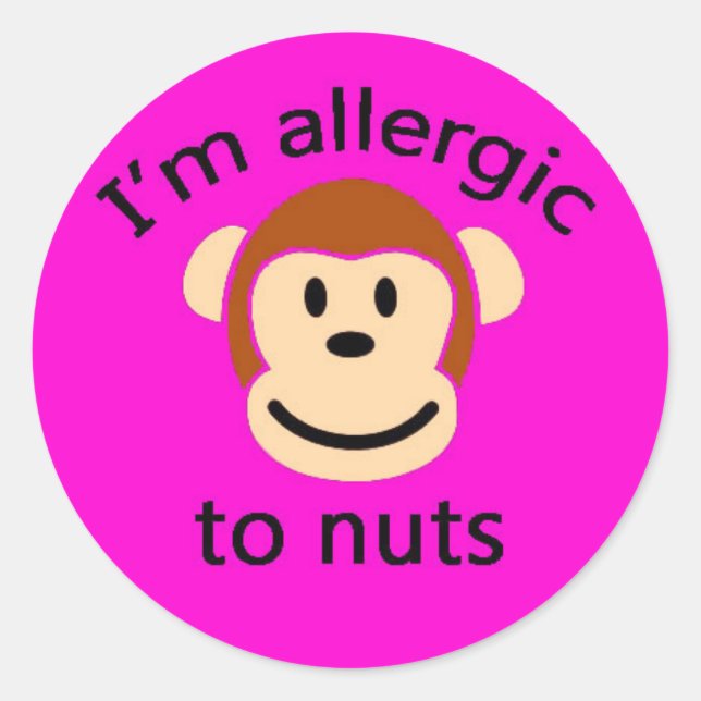 Kids pink monkey allergy alert sticker (Front)