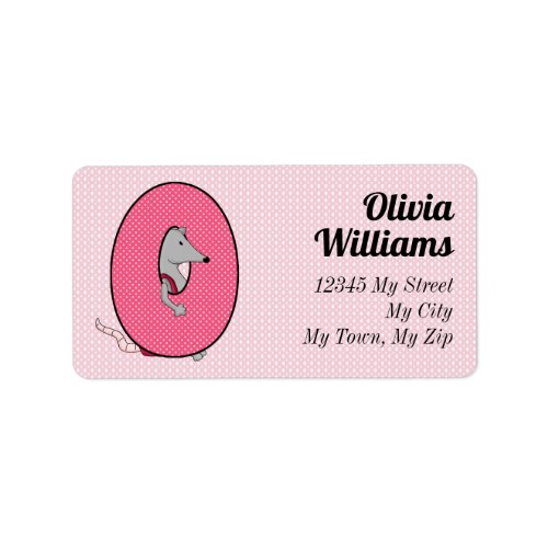 Kids Pink Opossum Monogram Letter O Address Label