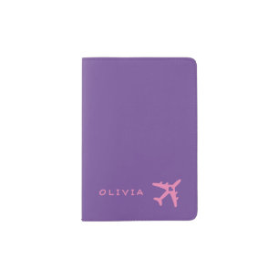 Kids Pink Purple Personalized Passport Holder
