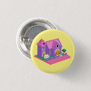 Kids Pink Purple Pixel Art 90s Toy Church Sticker Button