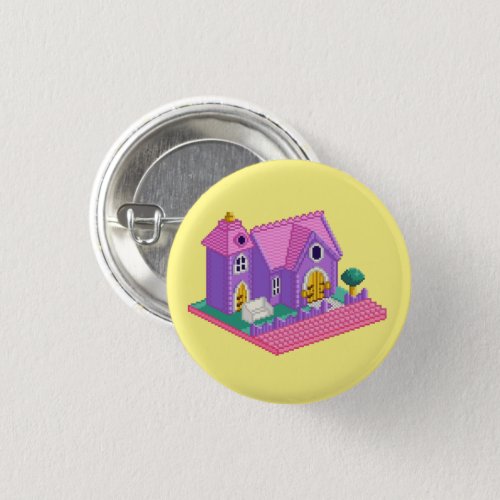 Kids Pink Purple Pixel Art 90s Toy Church Sticker Button