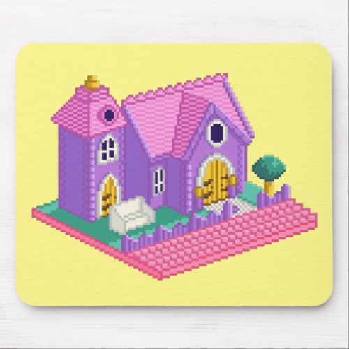 Kids Pink Purple Pixel Art 90s Toy Church Sticker Mouse Pad