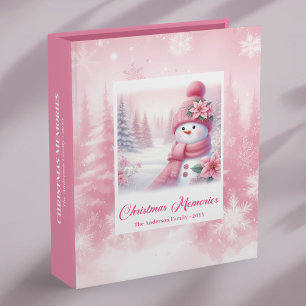 Kids Pink Snowman Xmas Album Sweet Winter Gift 3 Ring Binder